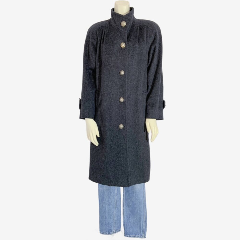 Vintage Charcoal Grey Wool Coat by London Fog / Made in Canada / size Small-Med